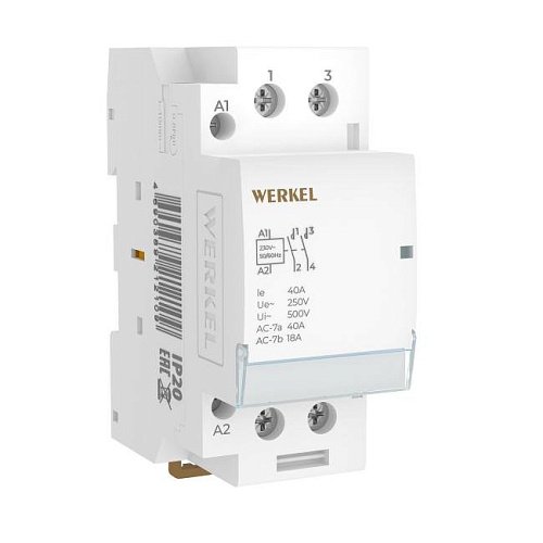 W942M40O/ Контактор модульный 40 A 2NO (2 мод.) Контактор модульный Werkel Контакторы W942M40O/ Контактор модульный 40 A 2NO (2 мод.)
