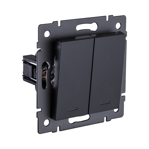 REA-S-008BM Выключатель 2-клавишный 10А/250В с LED подсветкой, черный матовый Kollinger REA-S-008BM для Aspekt, Eleganz, Reflex