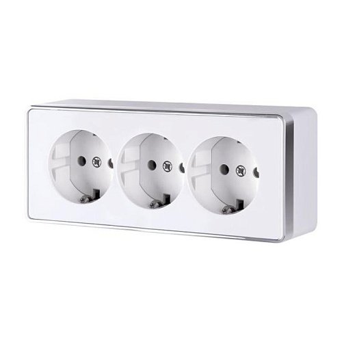 Розетка Werkel W5073101/ Розетка тройная с заземлением и шторками Gallant (белый)