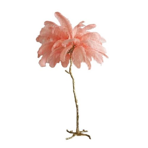 BRFL5014 pink/antique brass Торшер Delight Collection Ostrich Feather BRFL5014 pink/antique brass