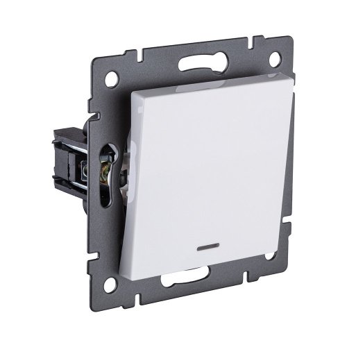 REA-S-013WH Выключатель кнопочный 1-клавишный 10А/250В с LED подсветкой, белый Kollinger REA-S-013WH для Aspekt, Eleganz, Reflex