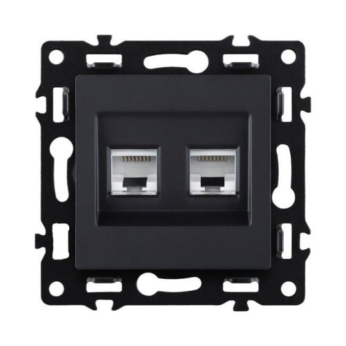 Розетка двойная Ethernet RJ45 Cat.6, черный Kollinger Asthetik AS-018BK