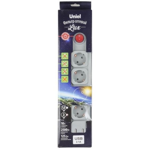 Удлинитель Uniel S-GSL5-3U GREY