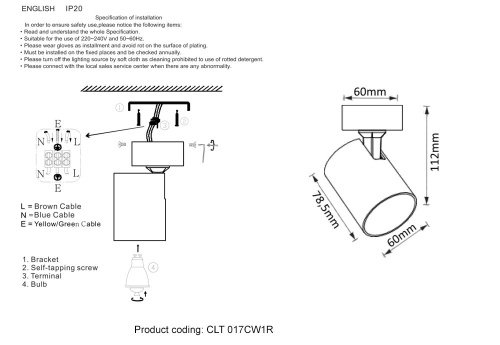 Светильник спот Crystal Lux Clt 017 CLT 017CW1R WH