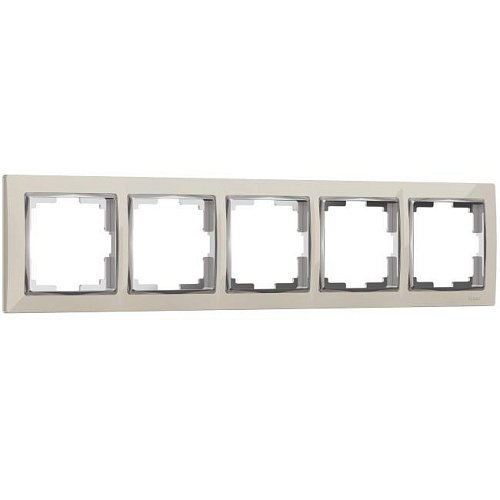 W0051903/ Рамка на 5 постов Snabb (слоновая кость/хром) Рамка Werkel W0051903/ Рамка на 5 постов Snabb (слоновая кость/хром)
