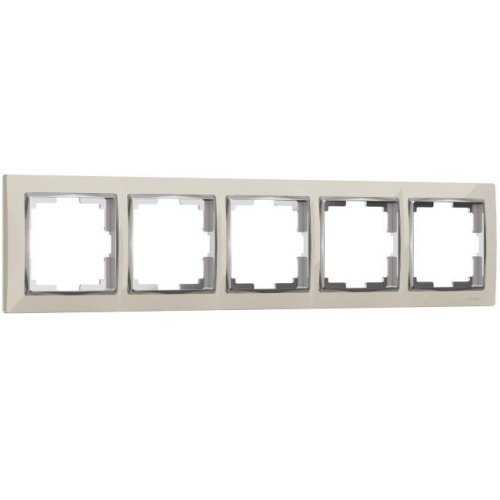 W0051903/ Рамка на 5 постов Snabb (слоновая кость/хром) Рамка Werkel W0051903/ Рамка на 5 постов Snabb (слоновая кость/хром)