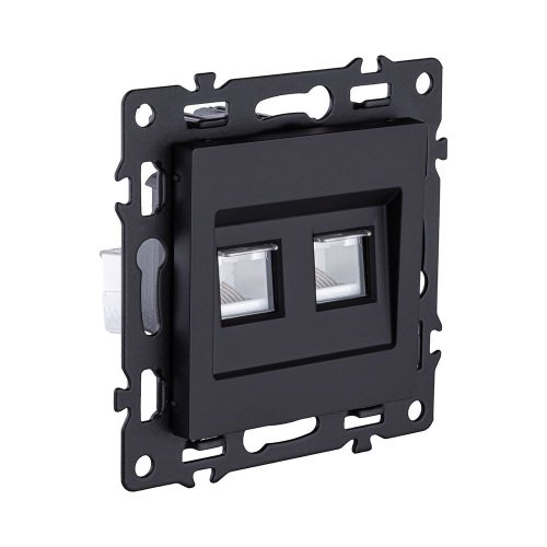 Розетка двойная Ethernet RJ45 Cat.6, черный Kollinger Asthetik AS-018BK