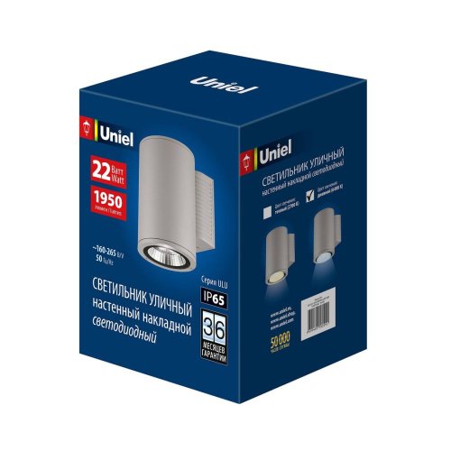 Уличный настенный светильник Uniel ULU-S21С-22W/6400K IP65 LIGHT GREY