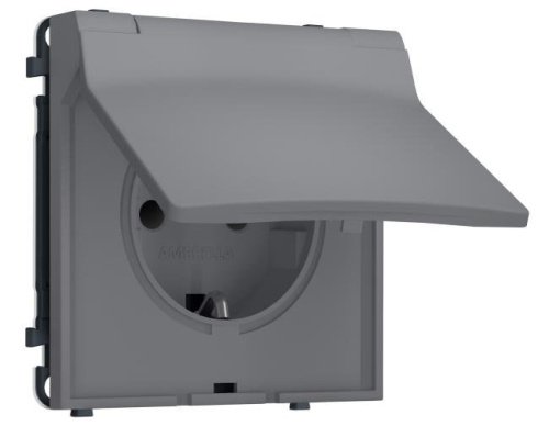 MS868010 MS868010 Комплект механизма электрической розетки SIGMA Платиново-серый Мягкое кас.50Hz 2P+E с/з с/ш и крышкой IP44 16A-250V QUANT PRO (SP8680, PR141)