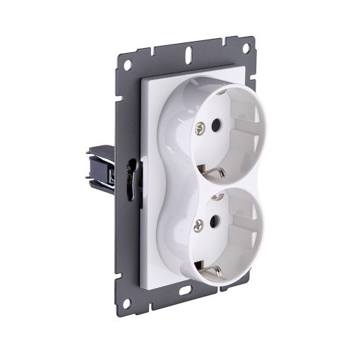 Розетка штепсельная SCHUKO двойная 16A/250 В, белый Kollinger REA-032WH для Aspekt, Eleganz, Reflex