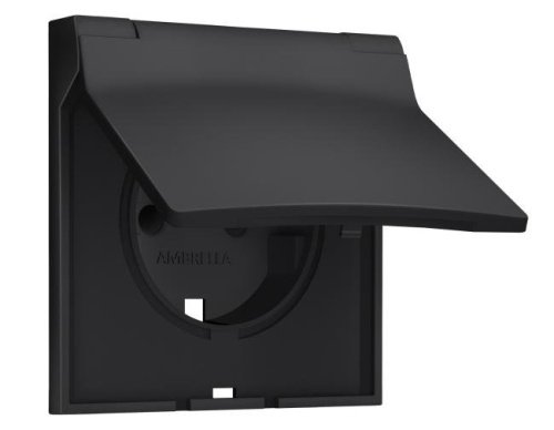 SP8080 SP8080 Лицевая панель SIGMA (Черный матовый) для электрической розетки с/з со шторками и крышкой IP44 QUANT PRO