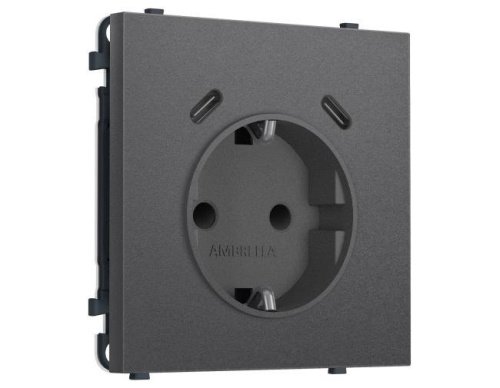 MS660510 MS660510 Комплект механизма электрической розетки SIGMA Антрацит серый 2USB С+C 20W (быст. зар.) с/з с/ш 16A-250V QUANT PRO (SP6605, PR165)