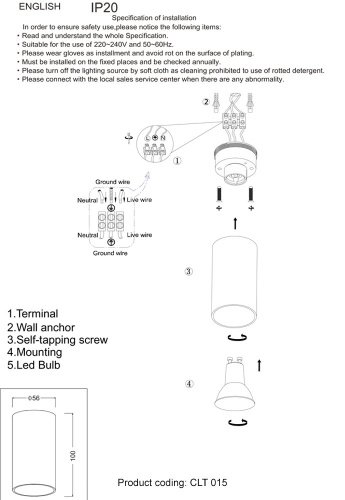 Накладной светильник Crystal Lux Clt 015 CLT 015C BZ-BL