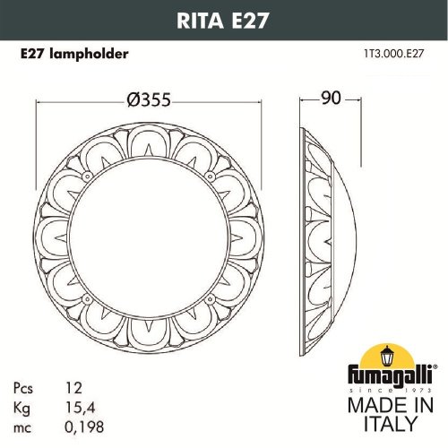 Уличный настенный светильник Fumagalli Rita 1T3.000.000.WYE27