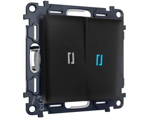 MA804060 MA804060 Комплект механизма 2-кл выключателя с самовозвратом с подсветкой 10000K ALFA Черный матовый QUANT (AP8040, VM129, G17B)