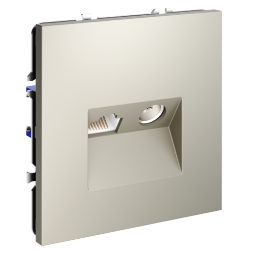 Розетка телевизионная встраиваемая VOLTUM S70 TV+RJ45 кат. 6, (кашемир)