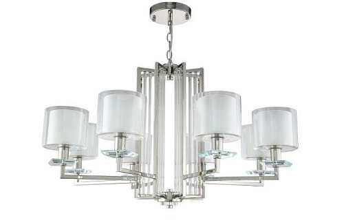 NICOLAS SP-PL8 NICKEL/WHITE Подвесная люстра Crystal Lux Nicolas NICOLAS SP-PL8 NICKEL/WHITE